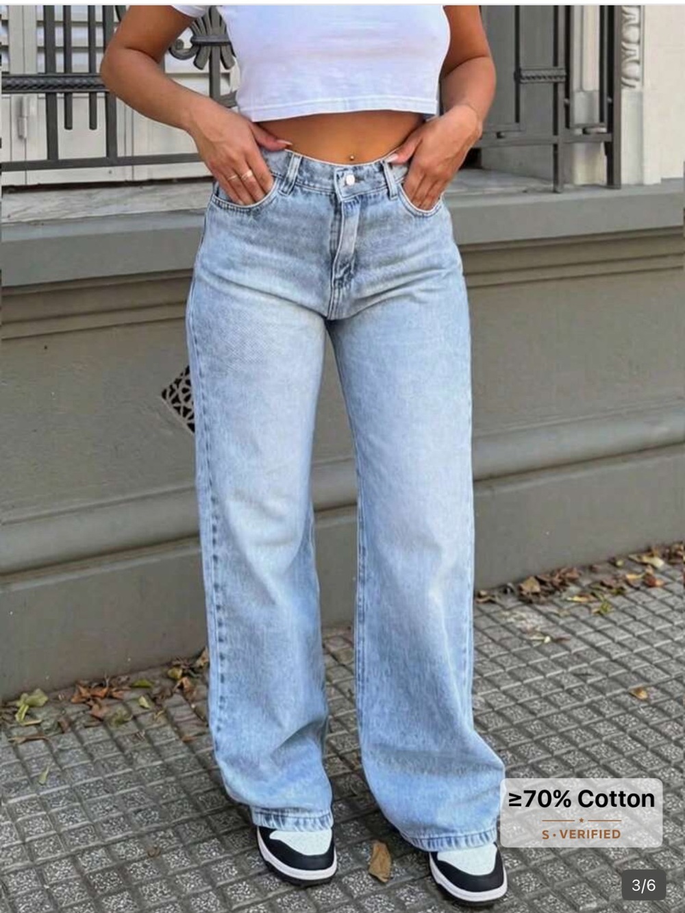 Light Blue Boyfriend Straight Leg Jeans for Women
